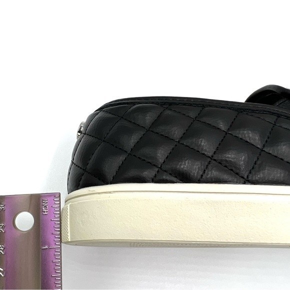 8.5W 8.5 WIDE‎ Steve Madden Ecentrcq Black Faux Vegan Quilted Leather Sneakers - Picture 13 of 15